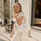 Satin Hobo Shoulder Bag with Embroidered Lily Detail
