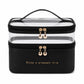 Two-Tier Clear Travel Makeup Bag with Handle for Toiletries and Beauty Storage