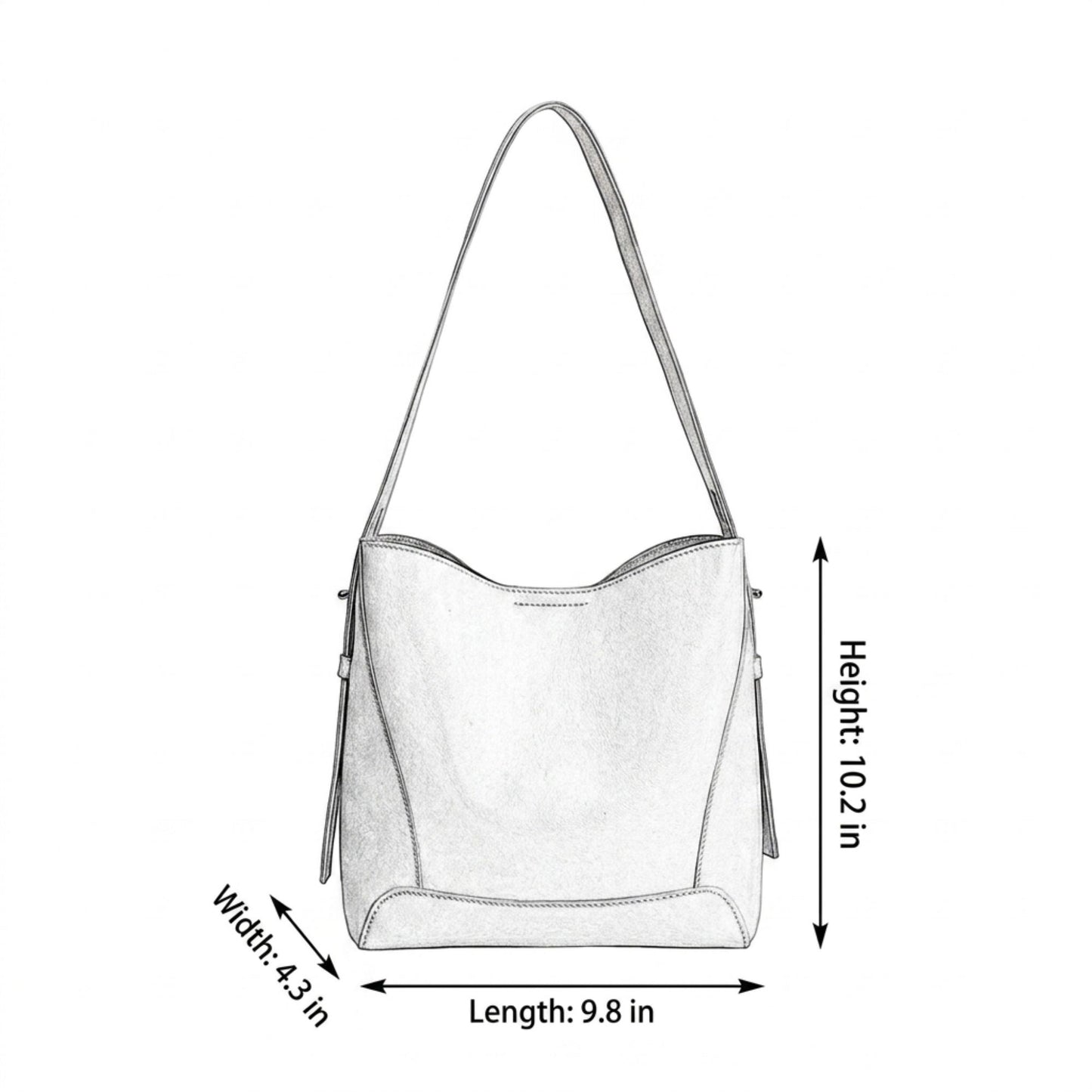 Bucket Shoulder Bag with Adjustable Strap and Interior Zipper Pouch