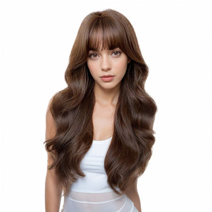 Women's Long Wavy Wig with Bangs