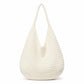 Knit Hobo Shoulder Bag with Slouchy Shape Textured Crochet Look and Wide Strap for Casual Carry