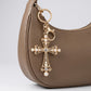 2pc Cross Pearl Rhinestone Keychain Bag Charm with Lobster Clasp and Key Ring