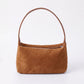 Faux Suede Shoulder Bag with Zipper Closure