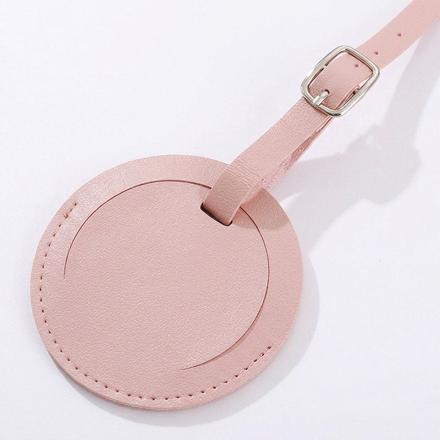 2 Pack Round Luggage Tags with Adjustable Buckle Straps