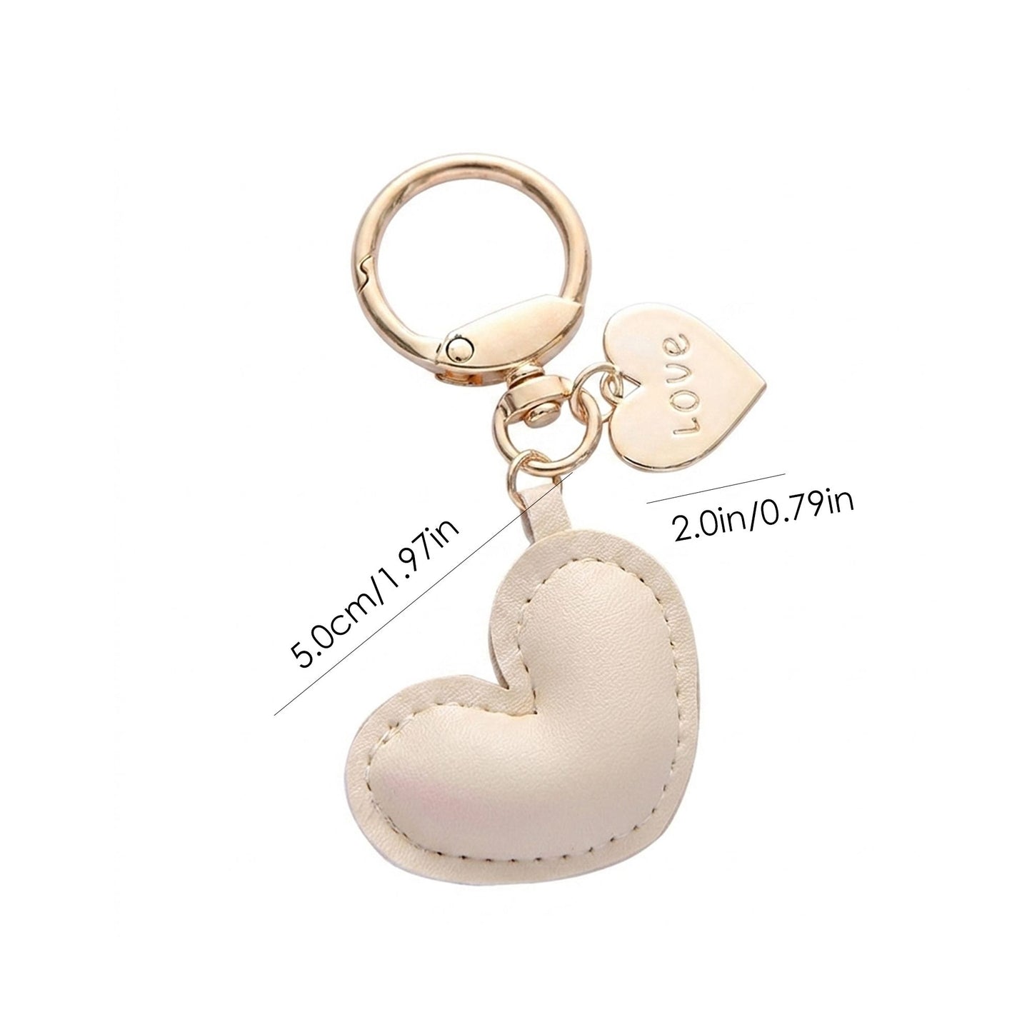 3 Pack Heart Keychains with Love Charm and Gold Tone Ring Clip