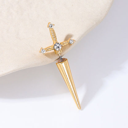 Women's Swords Drop Earrings with Crystals