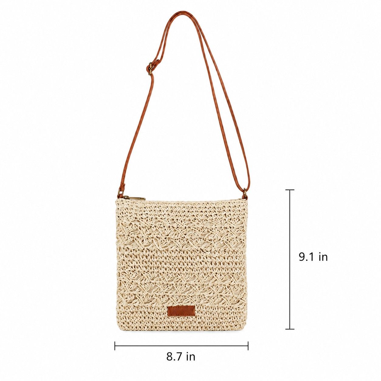 Textured Woven Crossbody Bag with Adjustable Strap Zip Closure and Slip Pocket