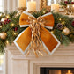 3ct Fabric Christmas Bow Decorations with Gold Trim Burgundy