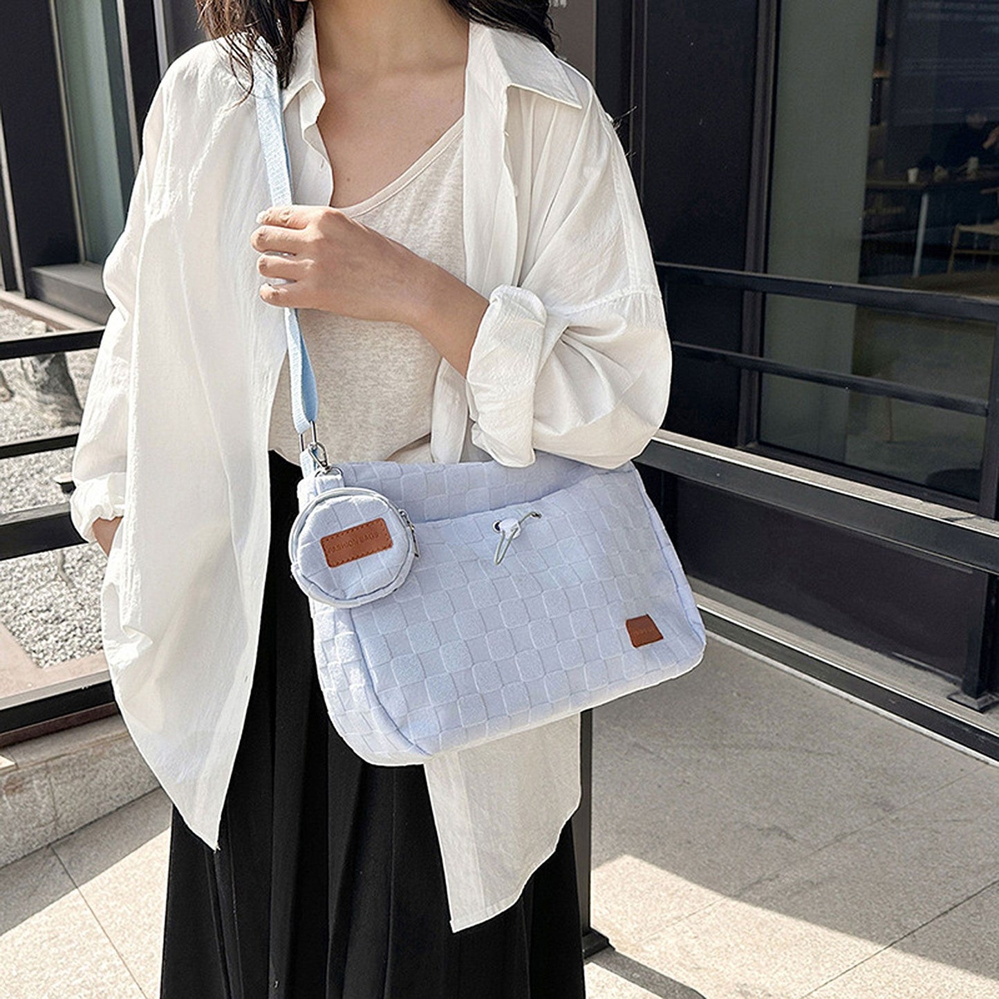 Woven Canvas Crossbody Bag - Adjustable Strap 3-in-1 (Shoulder/Handheld) Bag