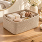 3 Piece Rectangular Woven Cotton Cord Desktop Storage Basket Set