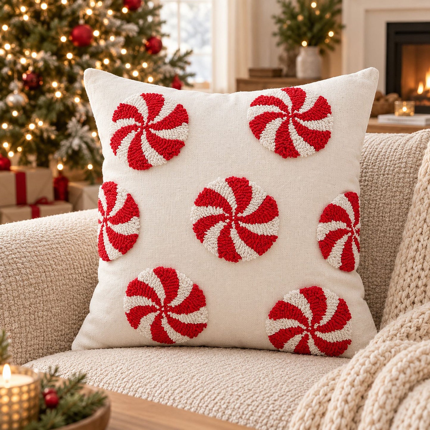 Christmas Tufted Decorative Throw Pillow Cover