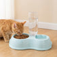 Plastic Double Pet Bowl with Gravity Water Bottle Feeder