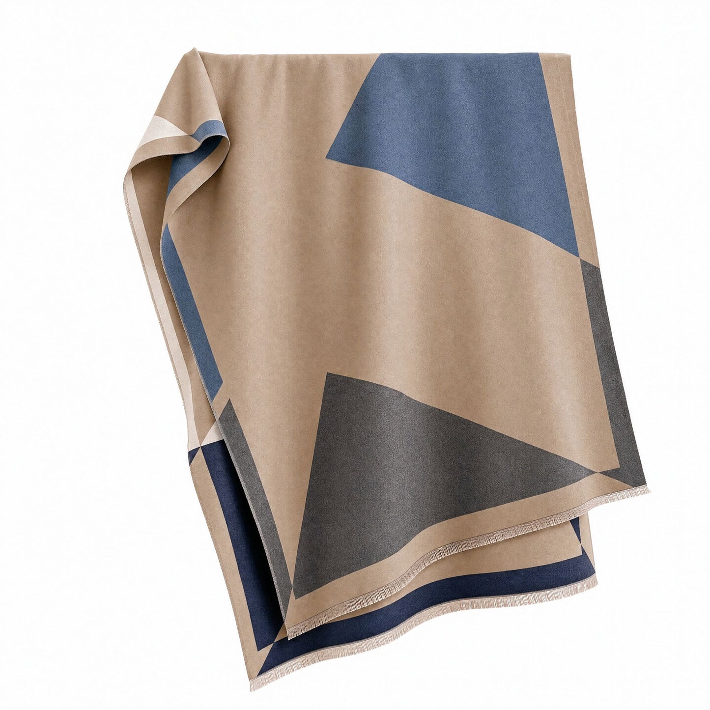 Geometric Color Block Oversized Scarf Soft Wrap Shawl with Fringe Edge 70.8*25.6 Inches