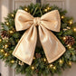 Gold Fabric Christmas Bow Hanging Decoration