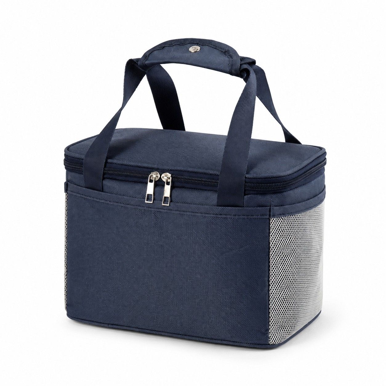 Insulated Lunch Tote Bag with Front Pocket Mesh Side Pockets and Dual Zipper