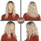 Synthetic Wavy Bob Wig with Curtain Bangs Short Curly Hair for Daily Wear