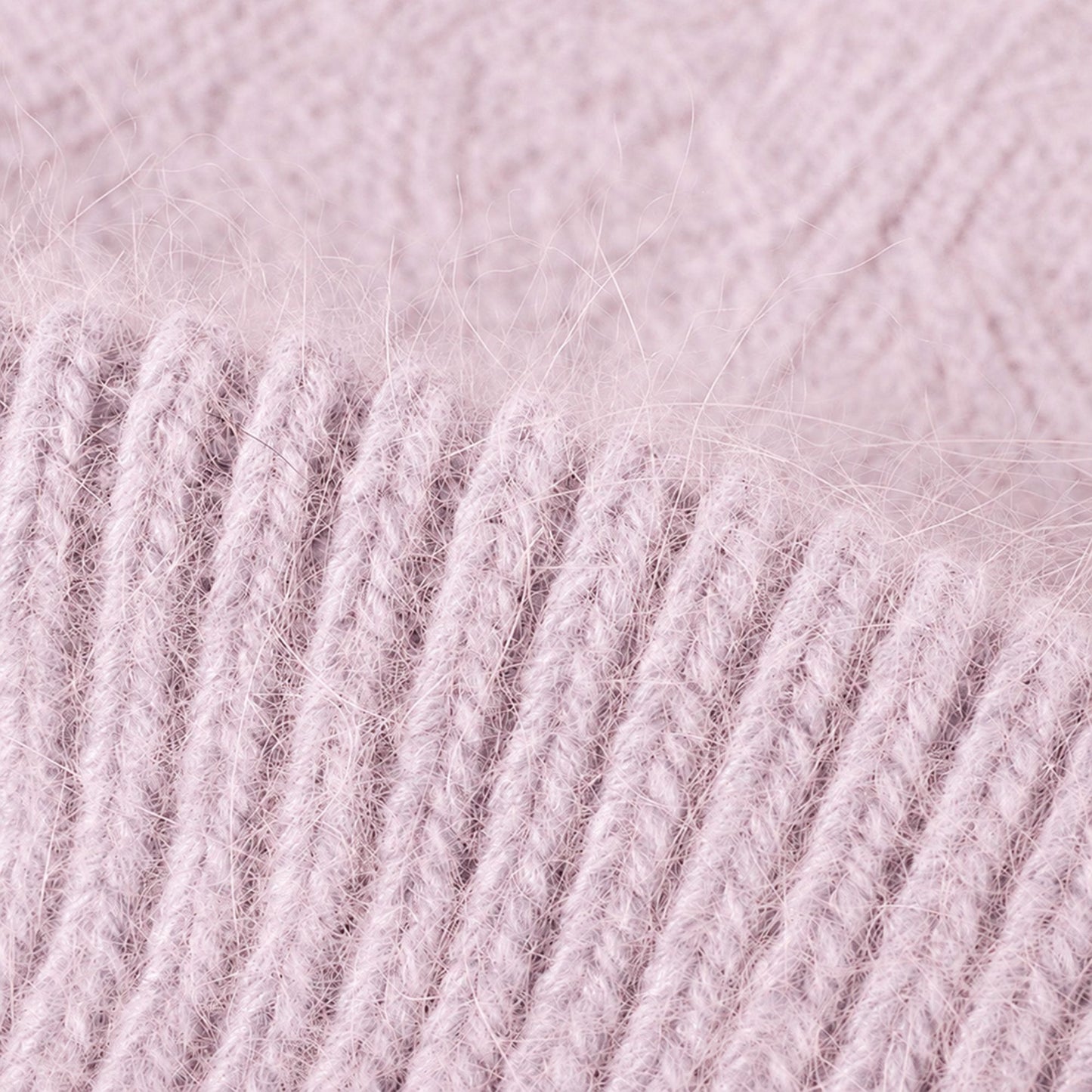 Fuzzy Knit Beanie Hat with Ribbed Cuff