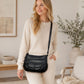 Multi-Pocket Crossbody Bag with Adjustable Strap and Braided Trim