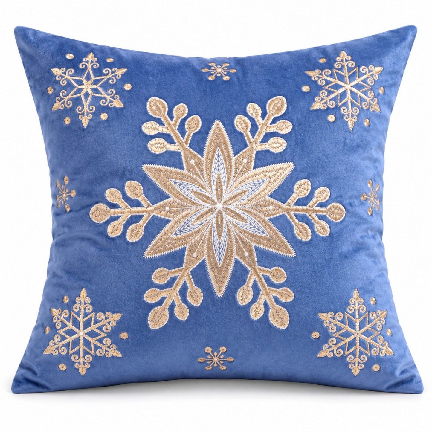 Snowflake Embroidered Decorative Throw Pillow Cover (Single Piece)