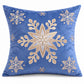 Snowflake Embroidered Decorative Throw Pillow Cover (Single Piece)