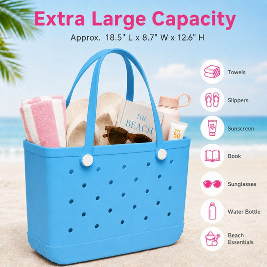 Large EVA Beach Tote Bag Water Resistant Pool Tote with Handles