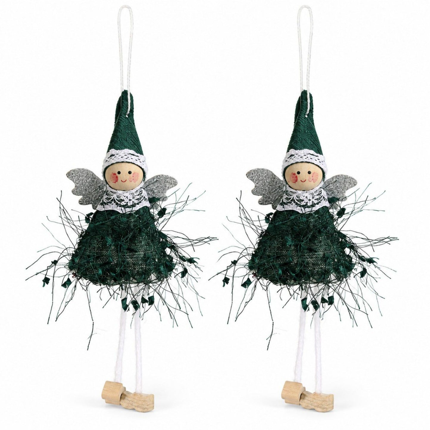 2pk Lace Angel Christmas Tree Ornaments