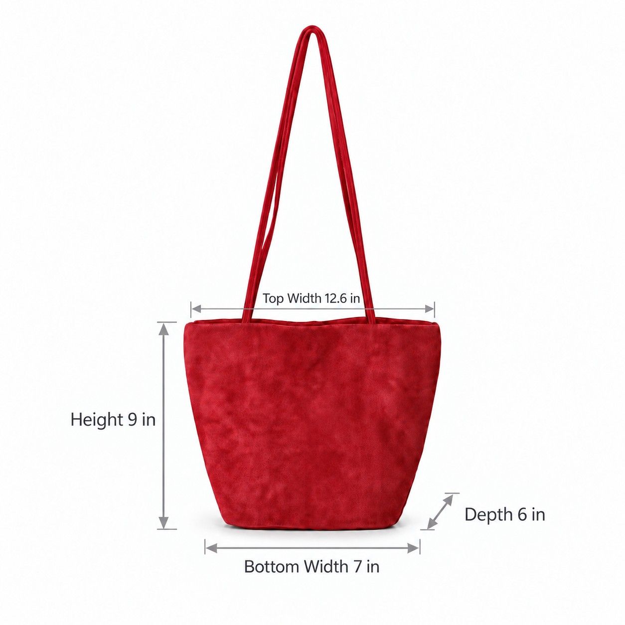 Faux Suede Tote Bag with Double Shoulder Handles Magnetic Closure and Interior Pockets
