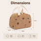 Heart Print Corduroy Insulated Lunch Bag with Handles and Zip Closure