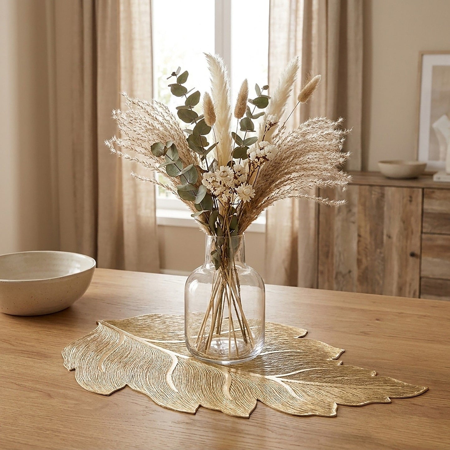 4 Pack Leaf Shaped PVC Placemats Washable Heat Resistant Table Mats