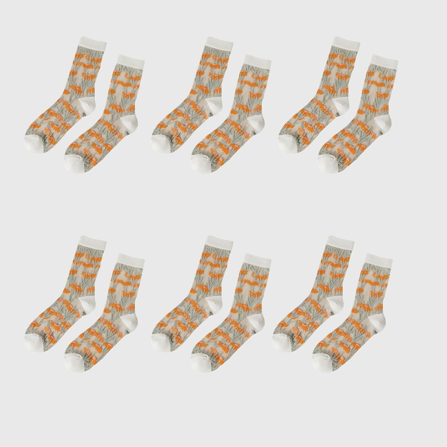 Floral Embroidered Sheer Ankle Socks 6pk