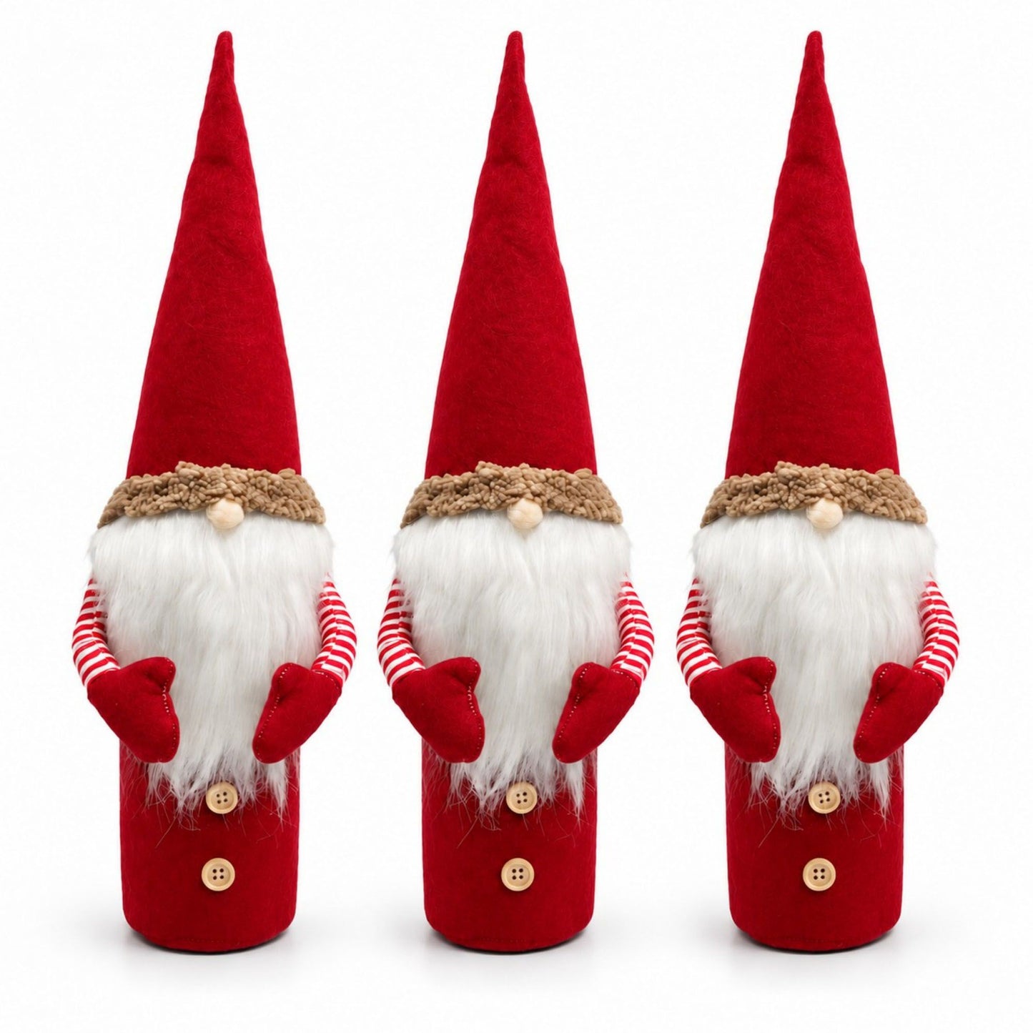 3pk Christmas Gnome Wine Bottle Covers