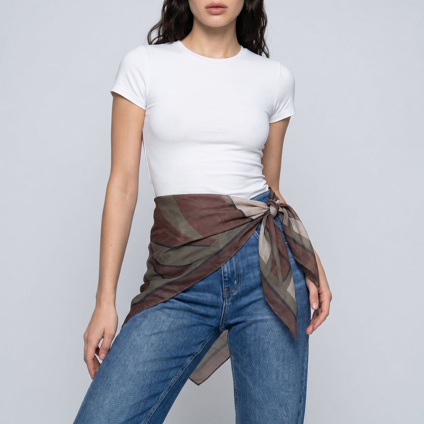 Lightweight Square Scarf with Sheer Fabric and Multi-Way Wrap Design