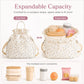 Insulated Drawstring Lunch Bag with Pockets, Top Handles and Shoulder Strap