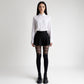 Sheer Tights with Crisscross Lace-Up Detail and Opaque Lower Leg Design