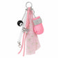Boxing Glove Keychain Bag Charm with 8 Ball Accent Lace Ribbon and Clip