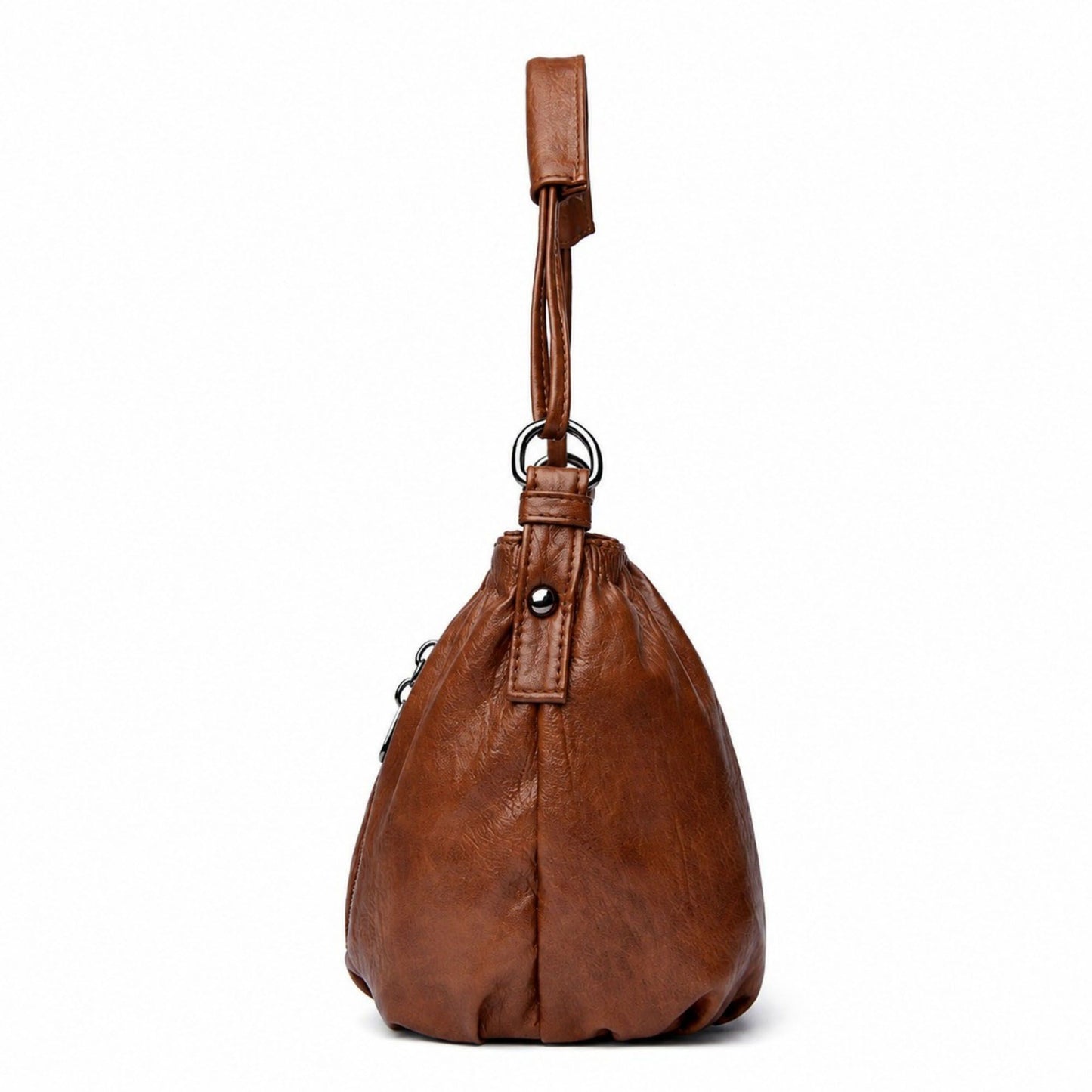 Soft Ruched Faux Leather Shoulder & Crossbody Bag