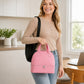 Double Compartment Insulated Lunch Bag with Top Handle and Zipper Closure