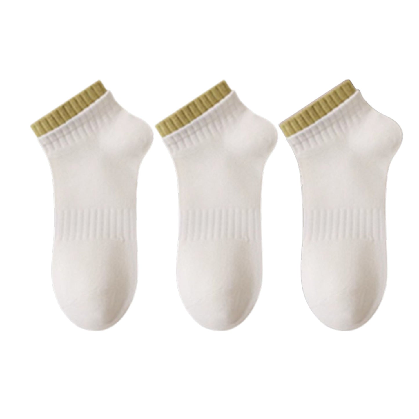 3-Pack Ribbed Ankle Socks with Contrast Color Cuffs Soft Cotton Stretch Design