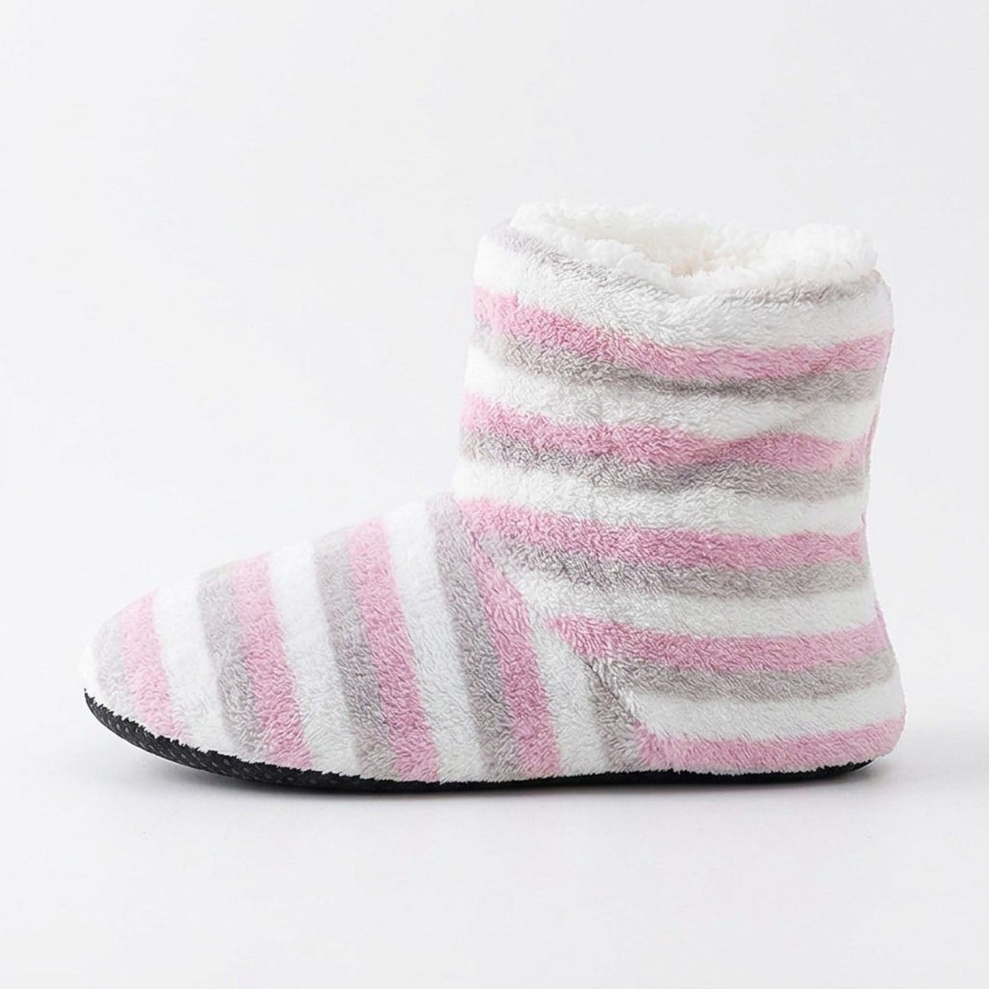 Striped Fuzzy Slipper Boots  US 5-10.5