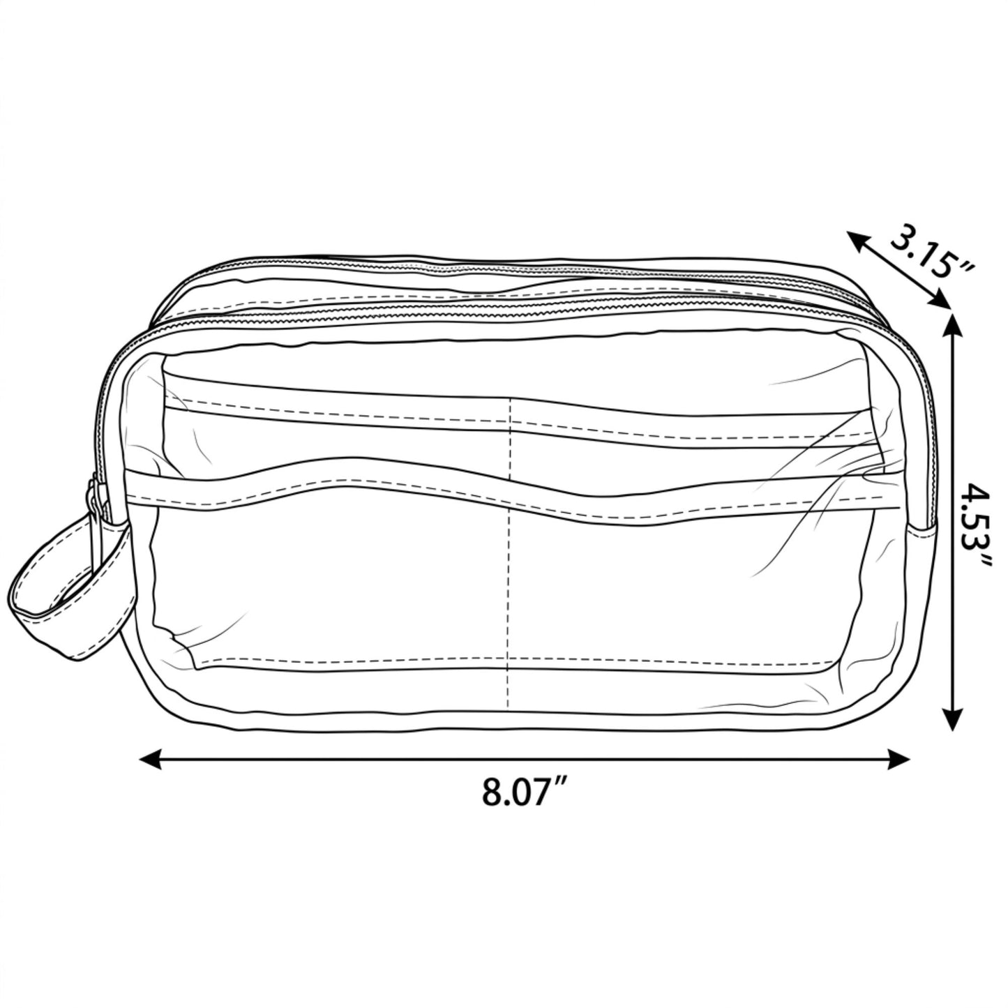 Large Capacity Clear Pencil Case Double Compartment Zipper Pouch with Handle