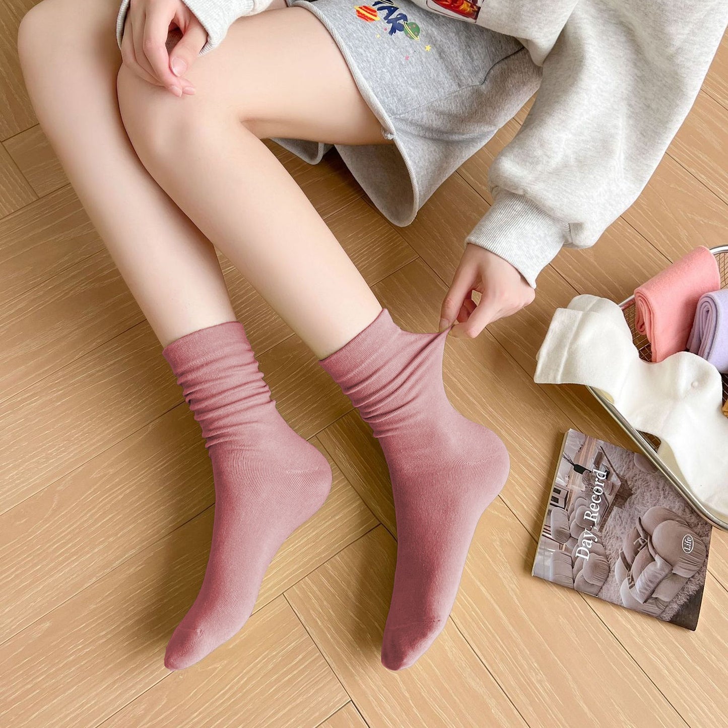 Slouchy Ankle Socks Soft Solid Cotton for Casual Comfort 2 Pairs