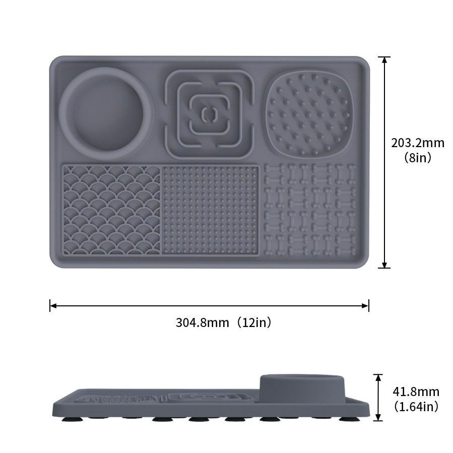 6 in 1 Dog Lick Mat Slow Feeder with Bowl Multifunction Pet Feeding Mat Non Slip Silicone