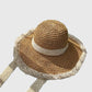 Crochet Straw Sun Hat with Lace Trim & Bow