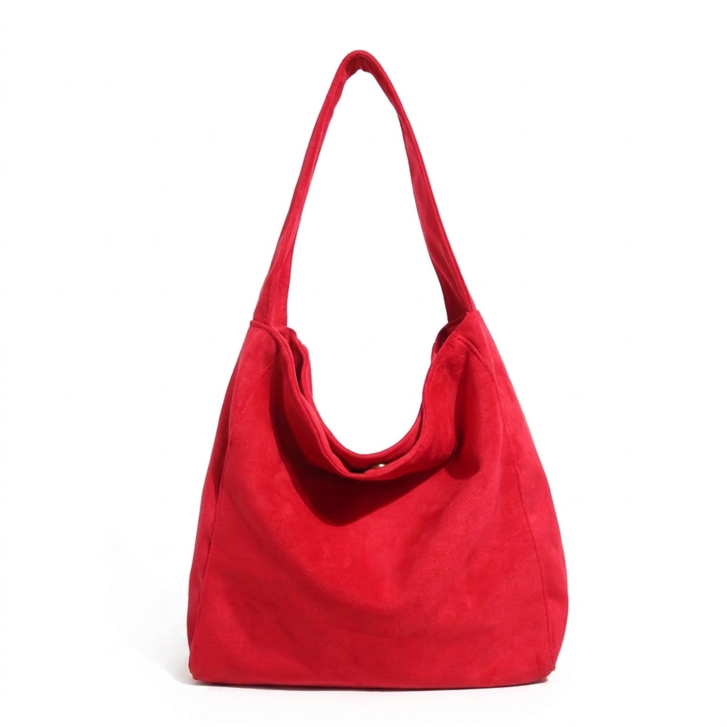 Faux Suede Tote Bag Large Capacity Slouchy Shoulder Bag with Magnetic Closure