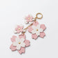 Cherry Blossom Bag Charm with Gold Tone Chain and Clip