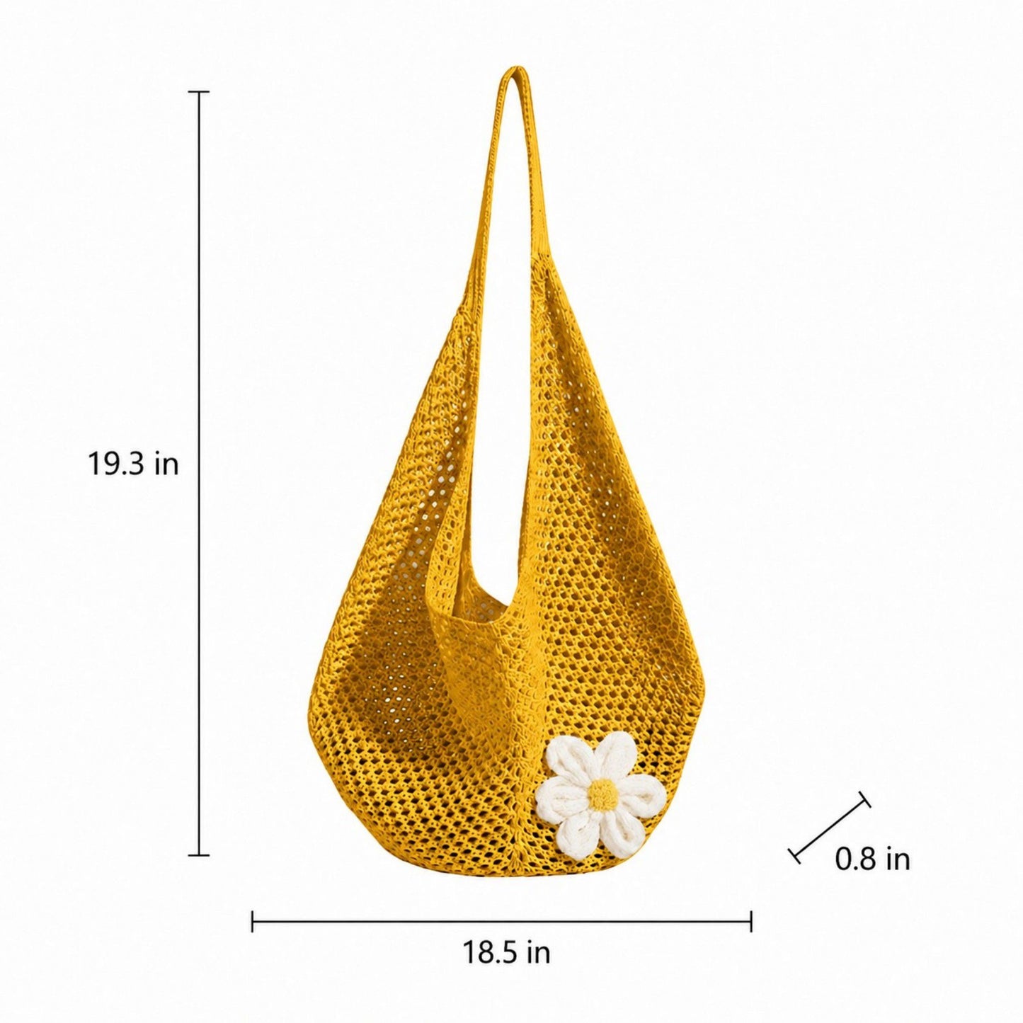 Flower Detail Woven Tote Bag for Women - Lightweight Summer Shoulder Bag for Vacation