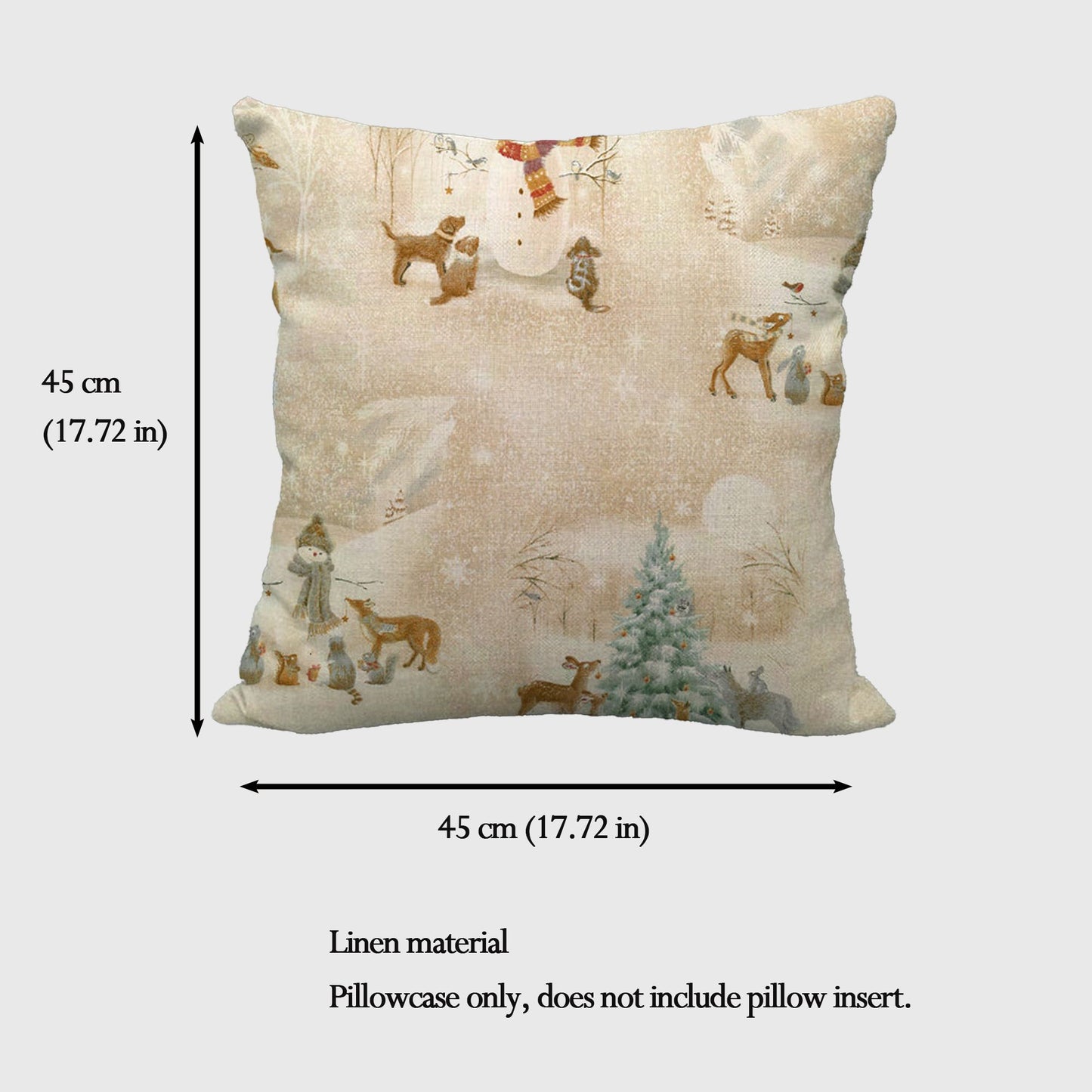 Vintage Winter Throw Comfortable Pillow Cover 18x18in