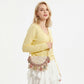 Boho Woven Fabric Crossbody Bag with Tassel Trim and Magnetic Closure
