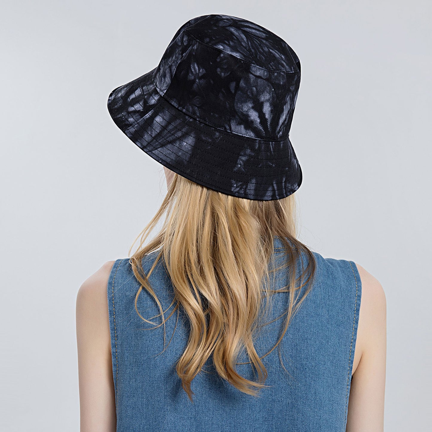 Summer Fisherman Hat Outdoor Travel Tie Dye Bucket Hat with Wide Brim Casual Sun Protection