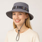 Wide Brim Bucket Hat with Colorful Ribbon Trim Breathable Mesh Lining and Adjustable Chin Strap for Outdoor Use
